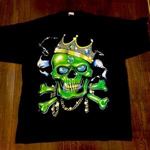 Vintage Skull King Green 3D print graphics mens Sz  2XL TND tag